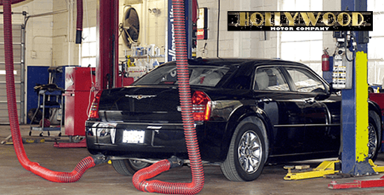 Fume-A-Vent overhead exhaust removal system installed at Hollwood Motor Co.