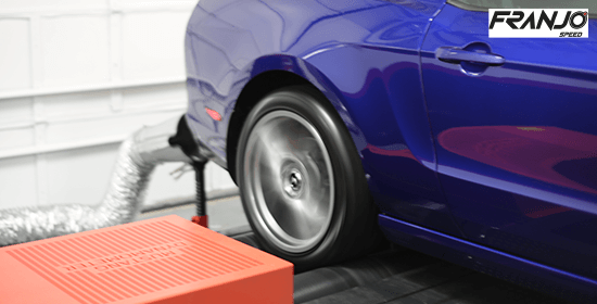 Source capture exhaust removal system installed in the enclosed dynamometer room at Franjo Speed