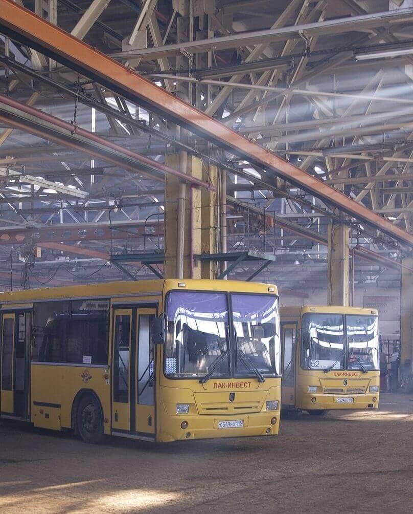 School bus maintenance depot.