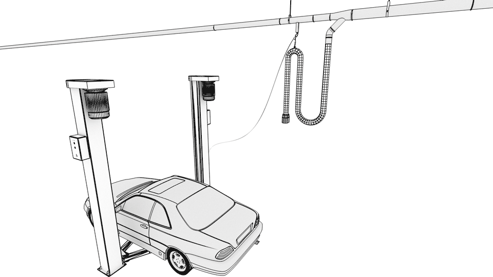 An animated image showing a rope and pulley overhead exhaust removal system in operation.